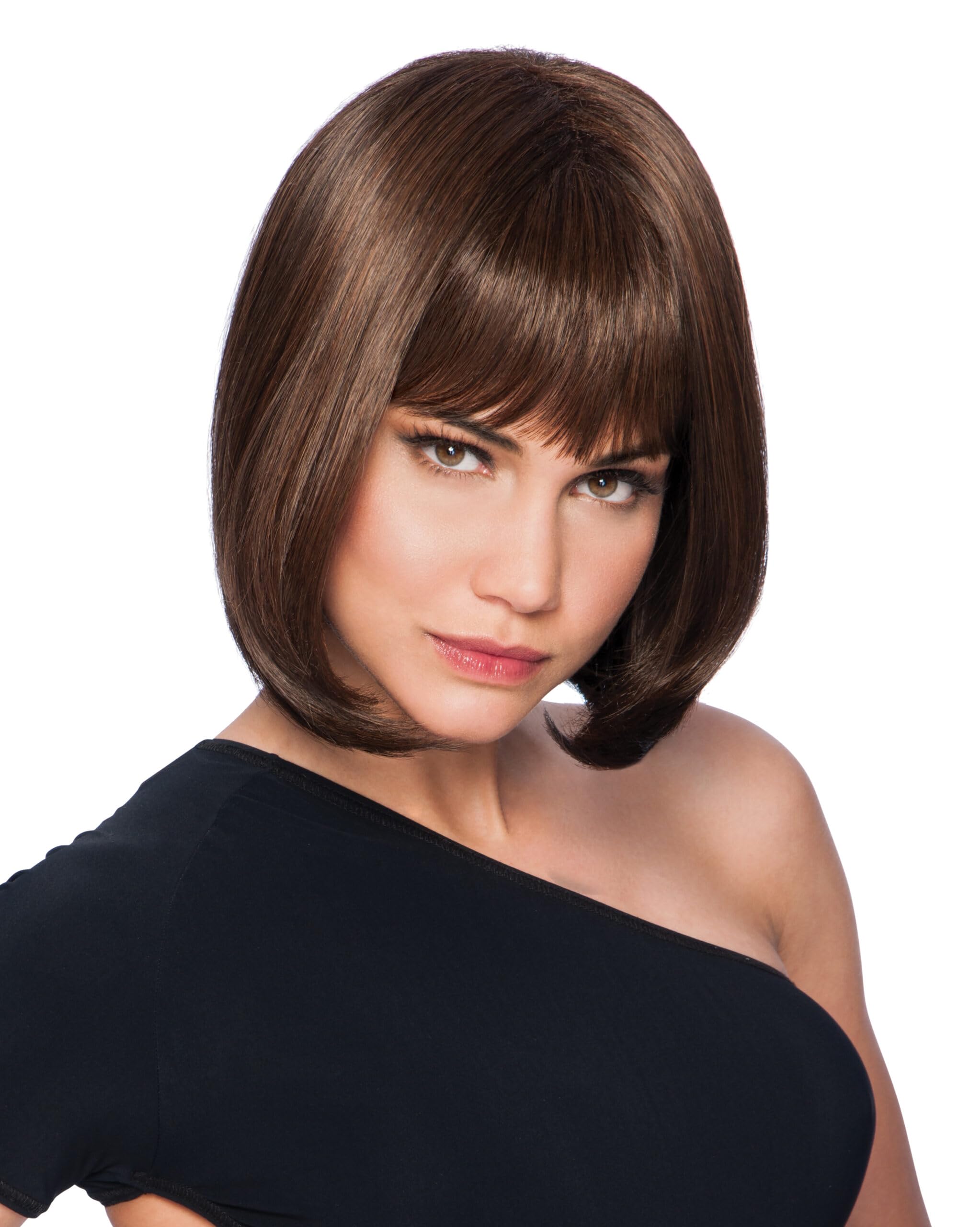 Classic Page Color R56/60 Silver - 12" Shoulder Length Modernized Pageboy Off-Center Part Soft Full Bangs Tru2Life 100% Heat Friendly Synthetic Breathable Cap H
