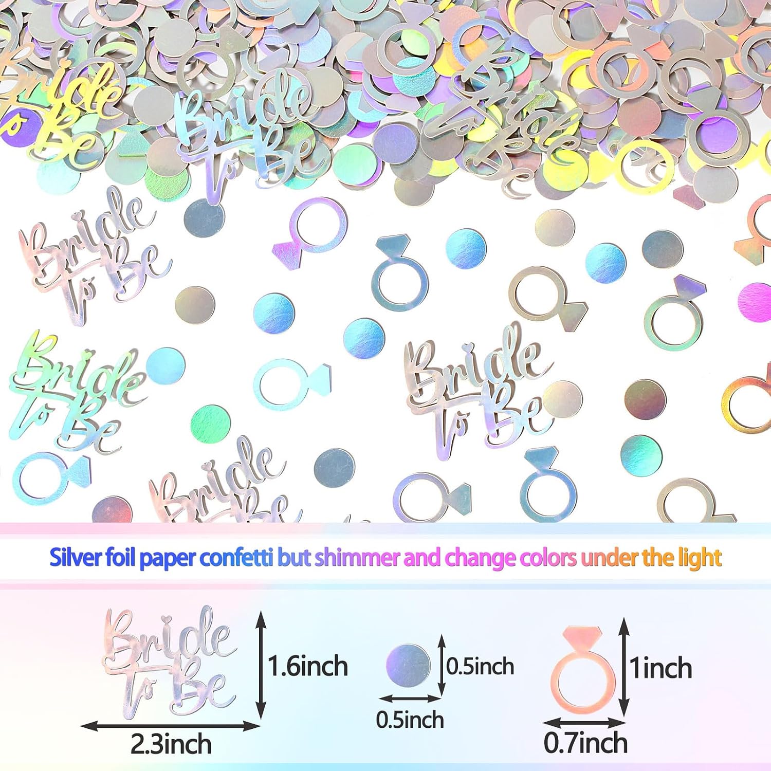 230PC Wedding Confetti Bridal Shower Decorations Bride To Be Ring Confetti Scatters Suitable for Iridescent Themed Bachelorette Engagement Hen Party Decor