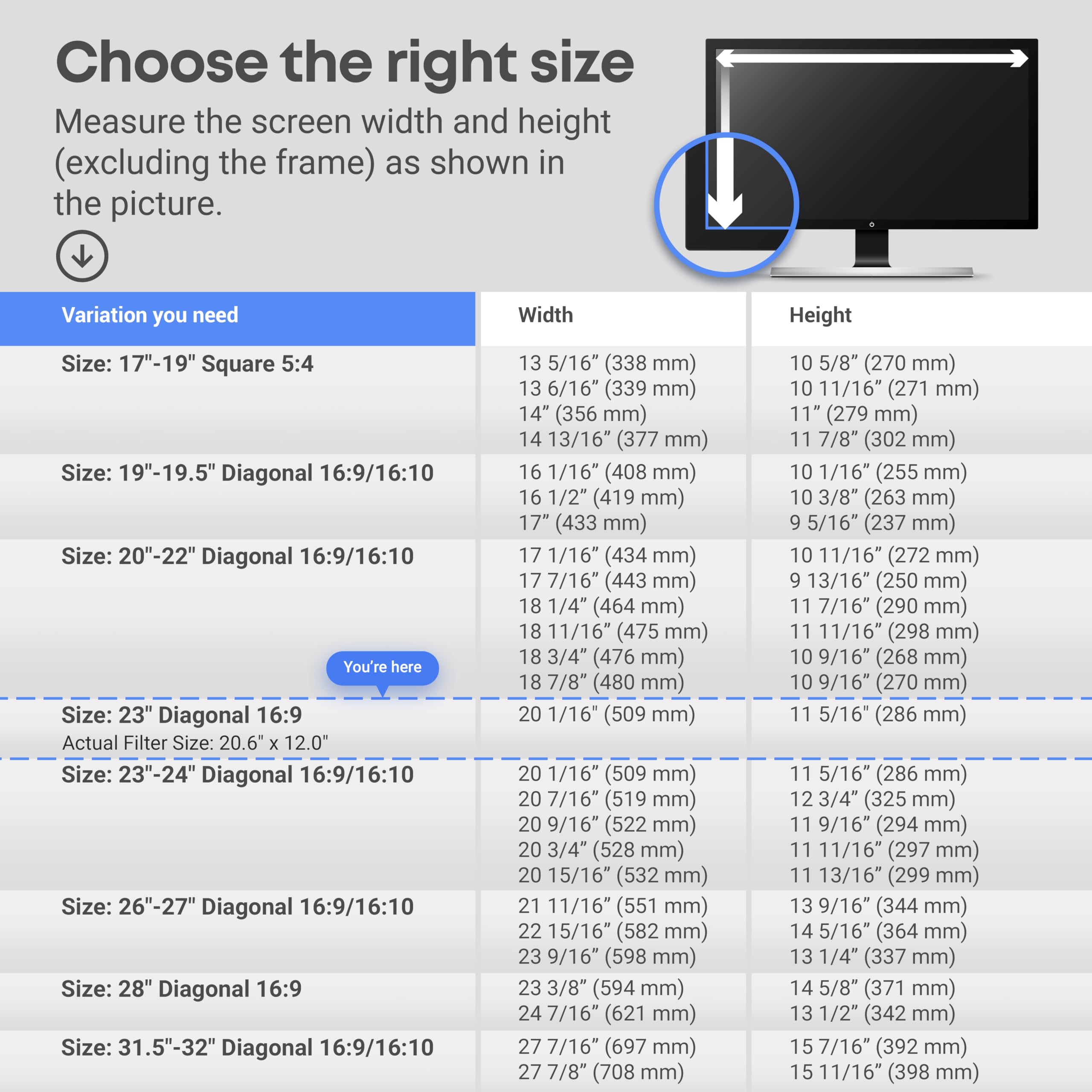 VINTEZ Blue Light Blocking - Pellicola protettiva per schermo per PC con diagonale da 23", protezione anti-UV, per computer portatili e monitor widescreen (52,3 x 30,5 cm), confezione da 2