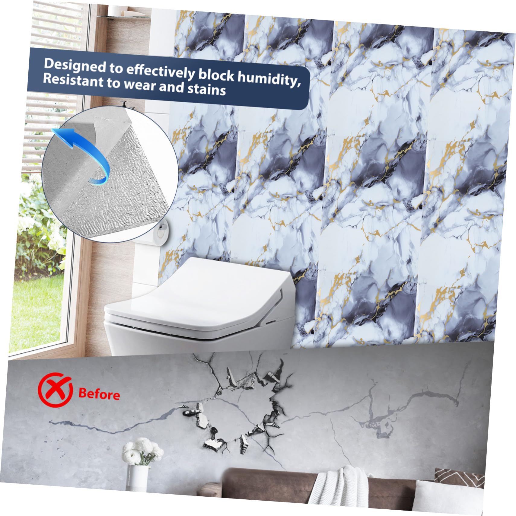 40 Piezas Azulejos de Imitación Mármol Autoadhesivos para Cocina y Baño Paneles de Pared Peel And Stick para Encimeras y Decoración de Dormitorios Fácil Instalación y Mantenimiento