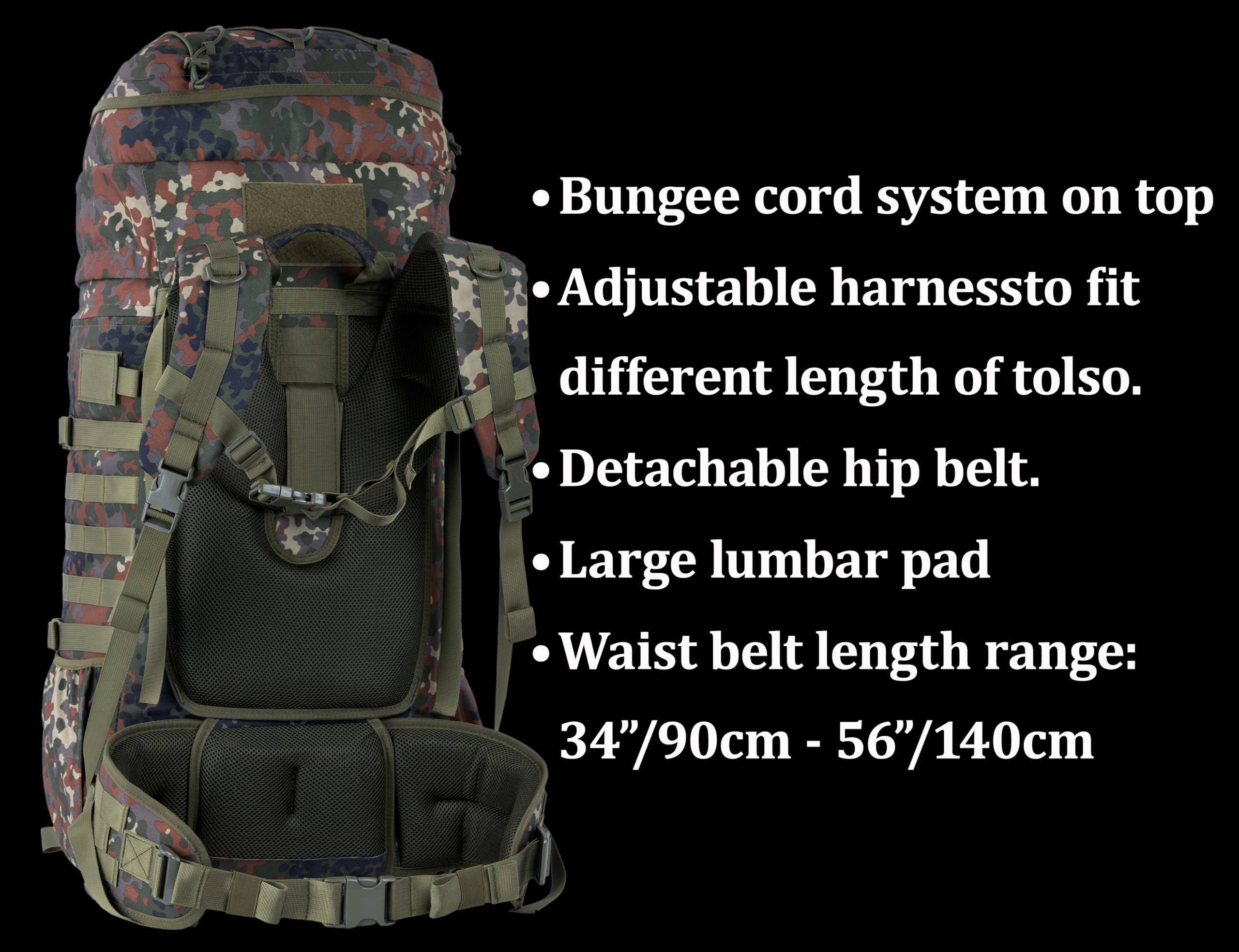 75L Taktischer Rucksack mit Innenrahmen, MOLLE und Hydrationssystem