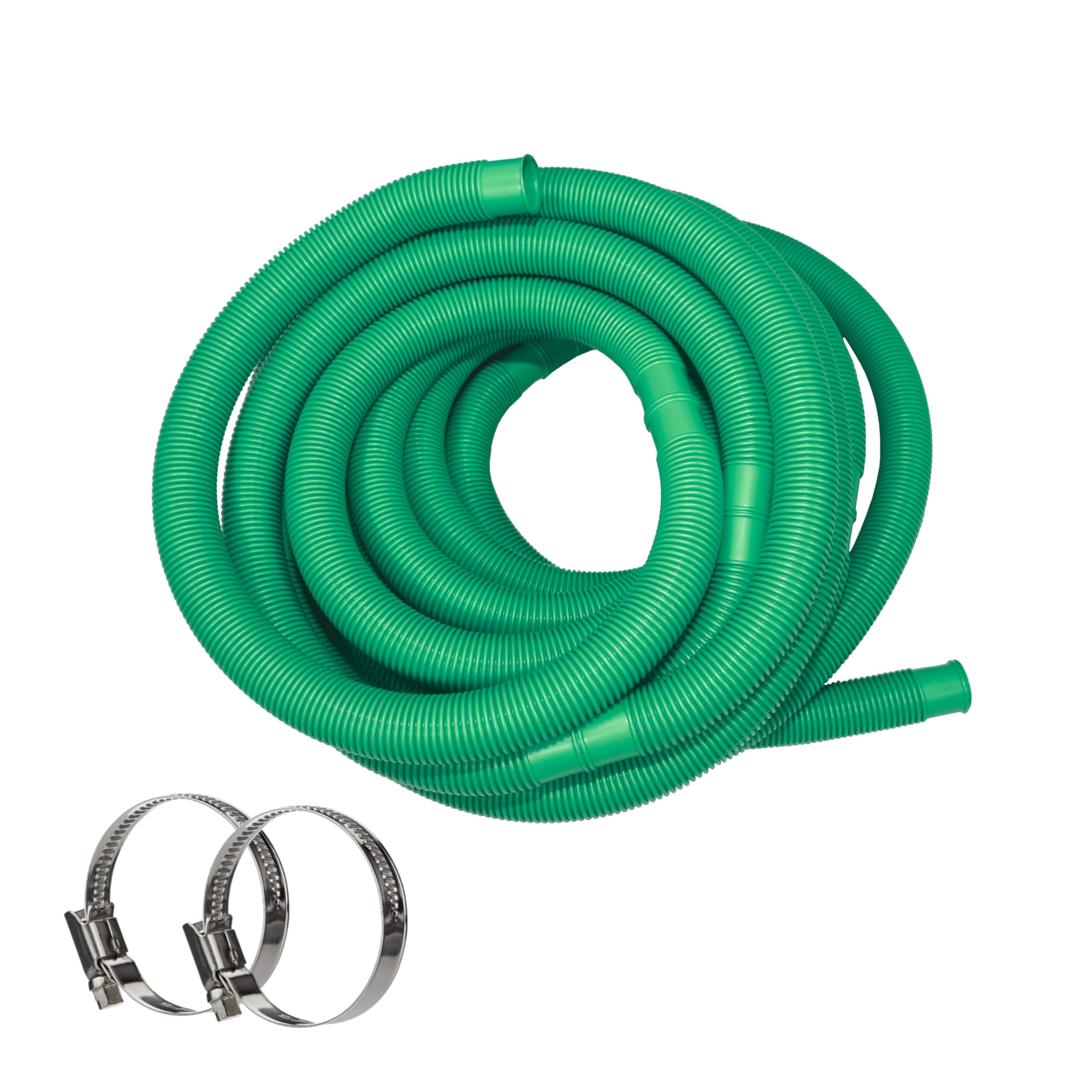 HAF® Tubo per piscina di alta qualità, 38 mm, verde, 12 m, per giardino e piscina, con 2 fascette in acciaio inox, tubo per piscina, tubo pompa – Qualità: Made in Germany