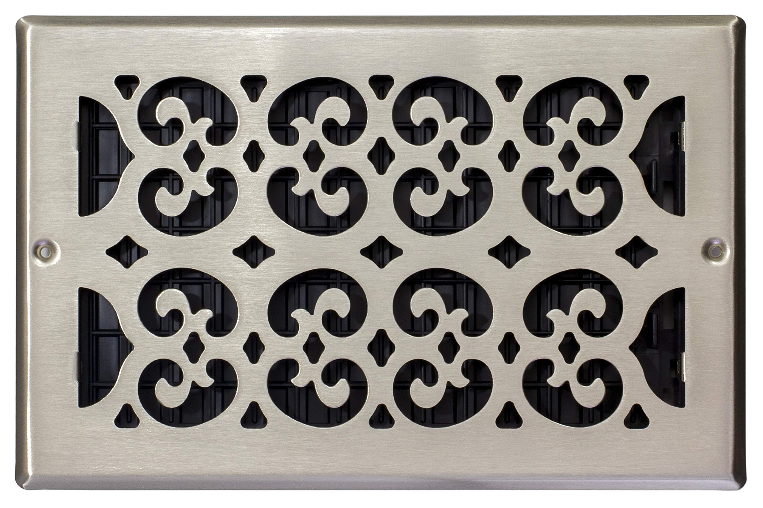 Decor Grates SP610W-NKL Scroll Design Wall/Ceiling Register, 6x10, Brushed Nickel Finish, 6x10 Inches - Image 2