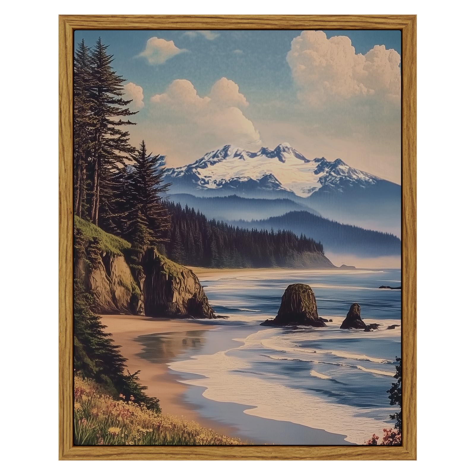 InSimSea Framed Canvas Wall Art, Meadow with Flowers Painting, Landscape for Living Room, Bedroom, Home, Bathroom Decor, 8x10 — view 47