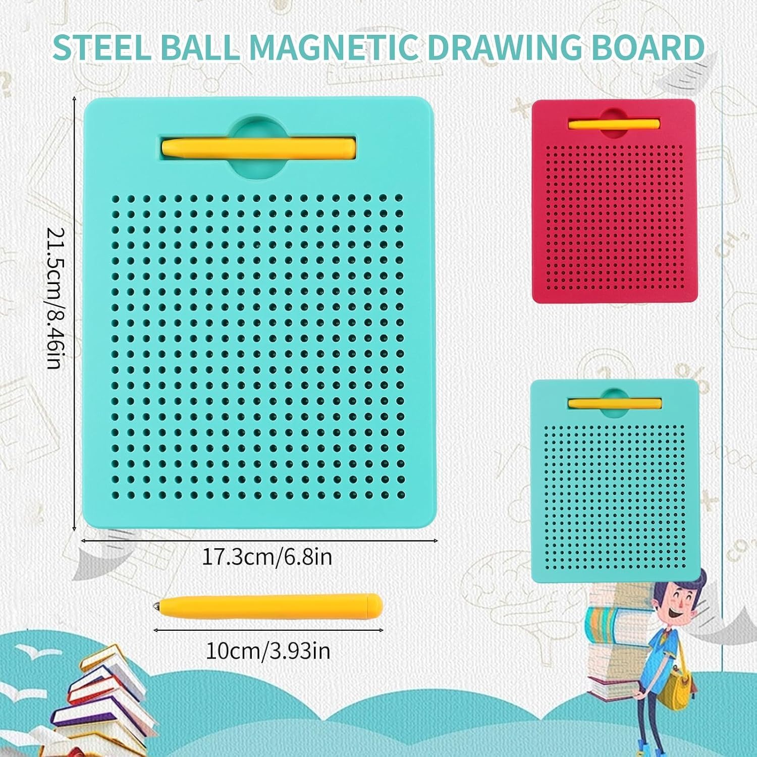 AIVORO 2 Pezzi Tavolo da Disegno Magnetico:Disegno con Piccole Palline Magnetiche in Acciaio per Bambini Tavolo da Disegno Magnetico Tavoletta Bambini Giocattolo Educativo (Rosa, Verde) (Pink Green)