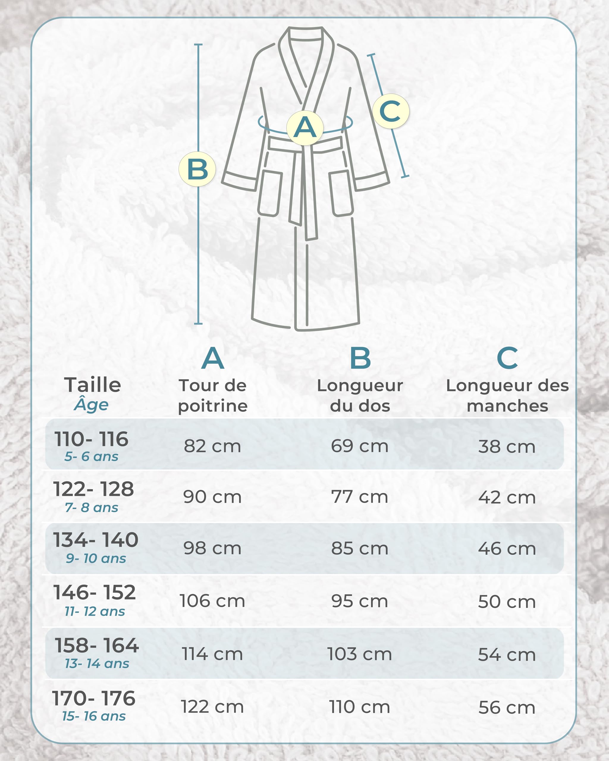 LAYNENBURG Premium Peignoir enfants & adolescents avec capuche - Fille et Garçon - 100% coton - OEKO TEX Standard 100 - Tissu éponge moelleuse - Taille 110 à 176