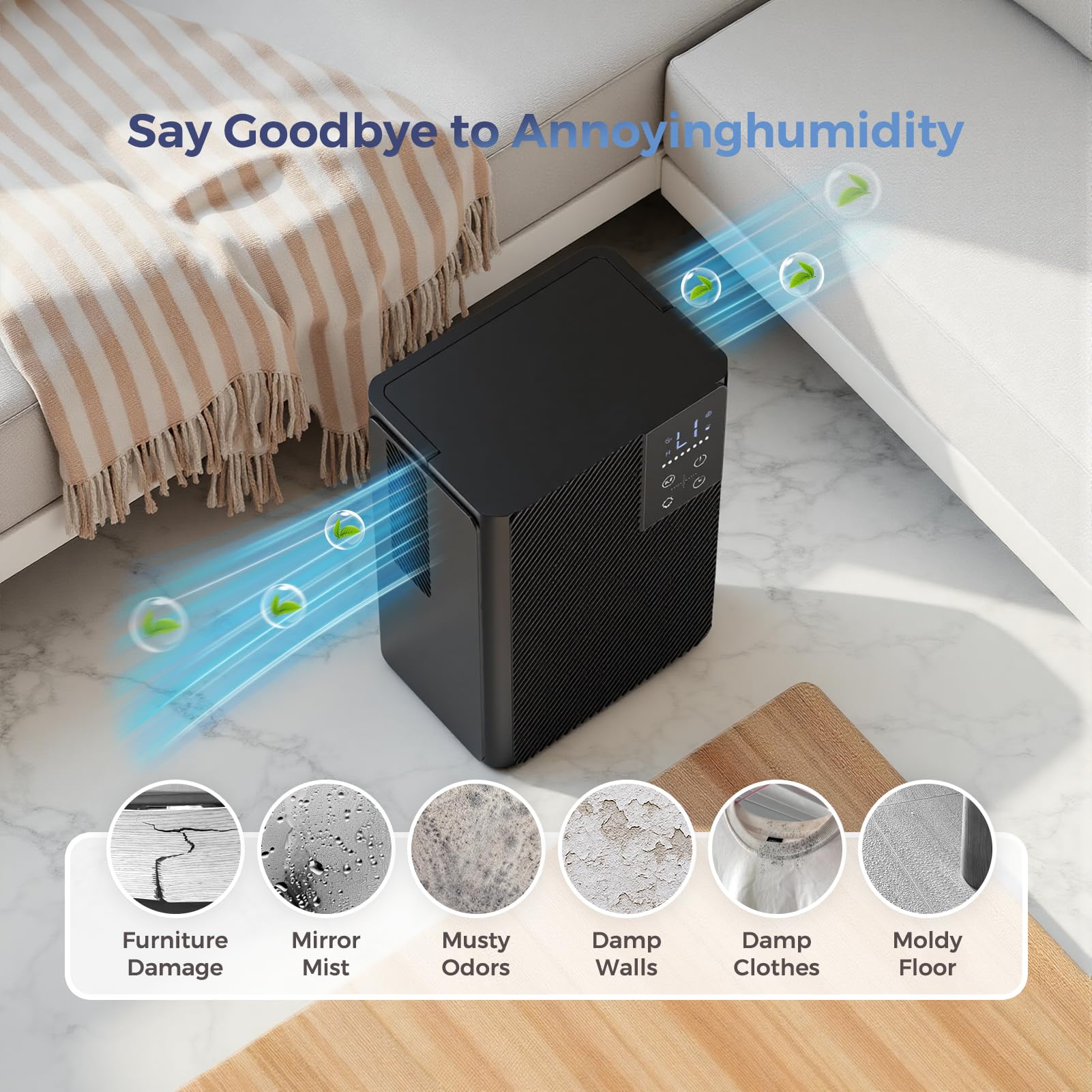 Deumidificatore 2500ML, Deumidificatore Casa Muffa Elettrico, Ultra Silenzioso, Spegnimento Automatico, Purificatore Dell'aria, Contro Umidità e Muffa per Camera da Letto, Bagno, Casa