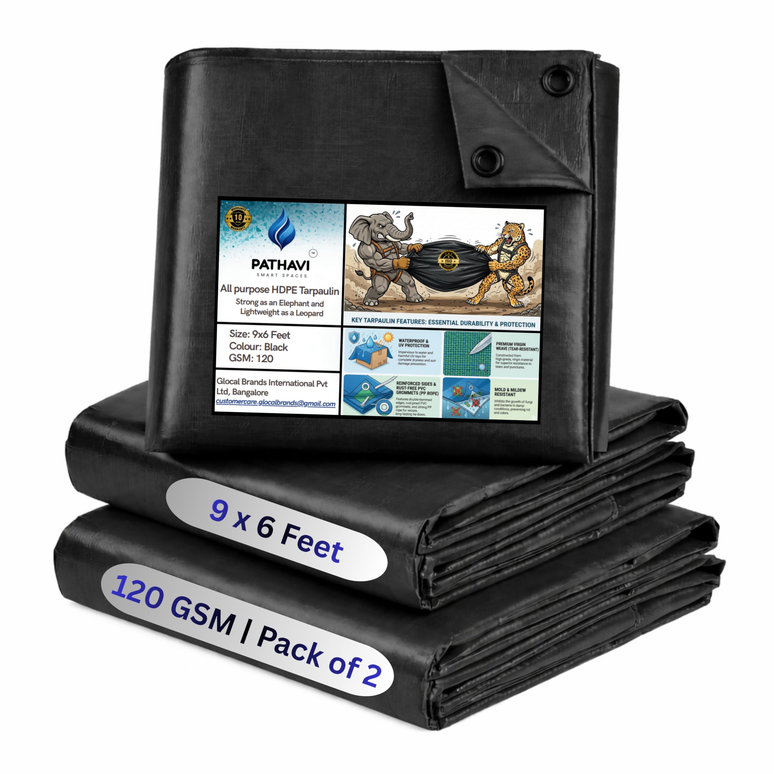 Premium 30x30ft Blue Tarpaulin, Thadika, 120 GSM Virgin Tharpai Sheet, Heavy Duty Waterproof Tadpatri Cover with Reinforced Eyelets & UV Protection, Ideal for Trucks, Farms, HomeUse, 1 Sheet — Amazon image 20