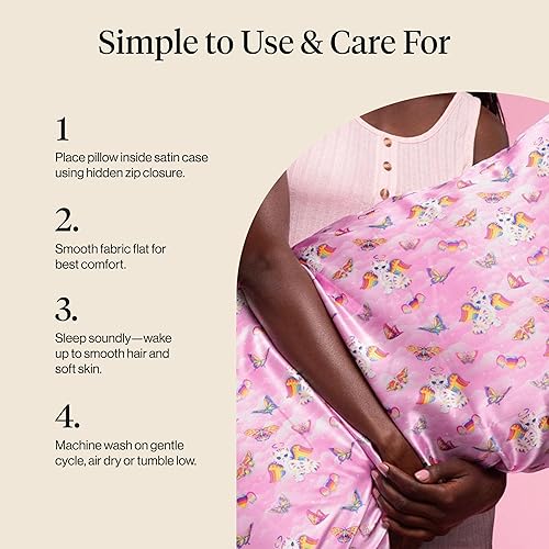 Miniatura 7 de Kitsch x Lisa Frank - Funda de almohada de satén con cremallera para cabello y piel, más suave que las fundas de almohada de seda Queen, sin