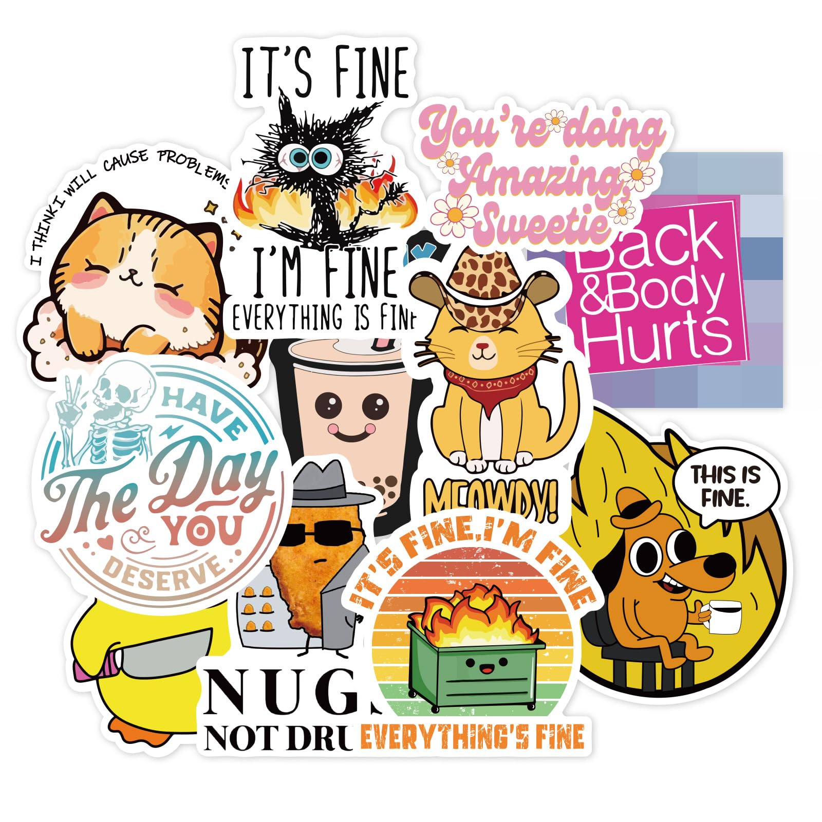 13PCS Funny Meme Magnets for Fridge - Funny Fridge Magnet Adults Refrigerator Fun Cute Meme This is Fine Dog Duck Dumpster Fire Anime Magnetics for The Office Home Kitchen Car Decoration