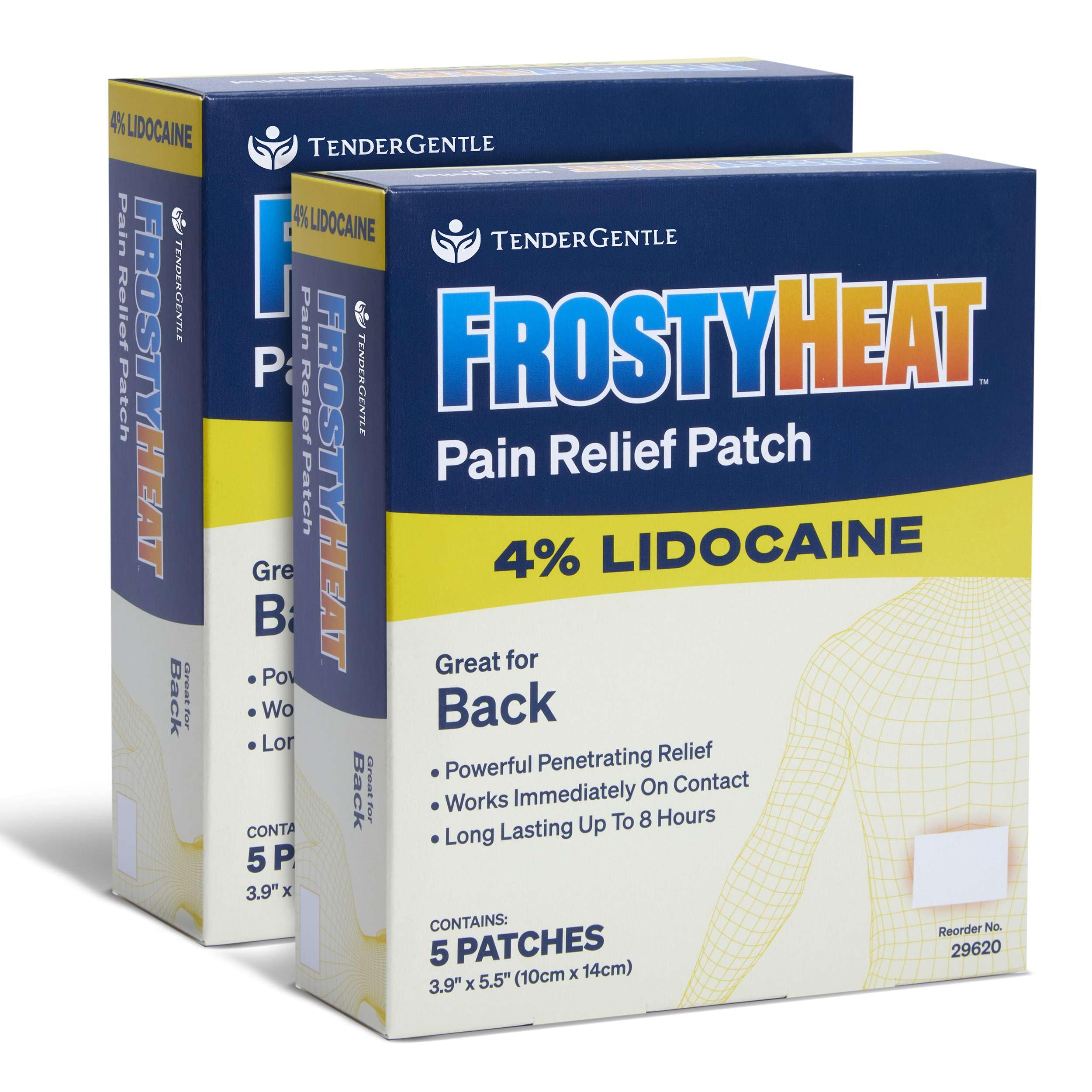 Four Percent Lidocaine Patches - 10 Back Pain Patches with 4% Lidocaine for Aches and Muscle and Joint Discomfort - 3.9" x 5.5" Good for Back and Shoulder