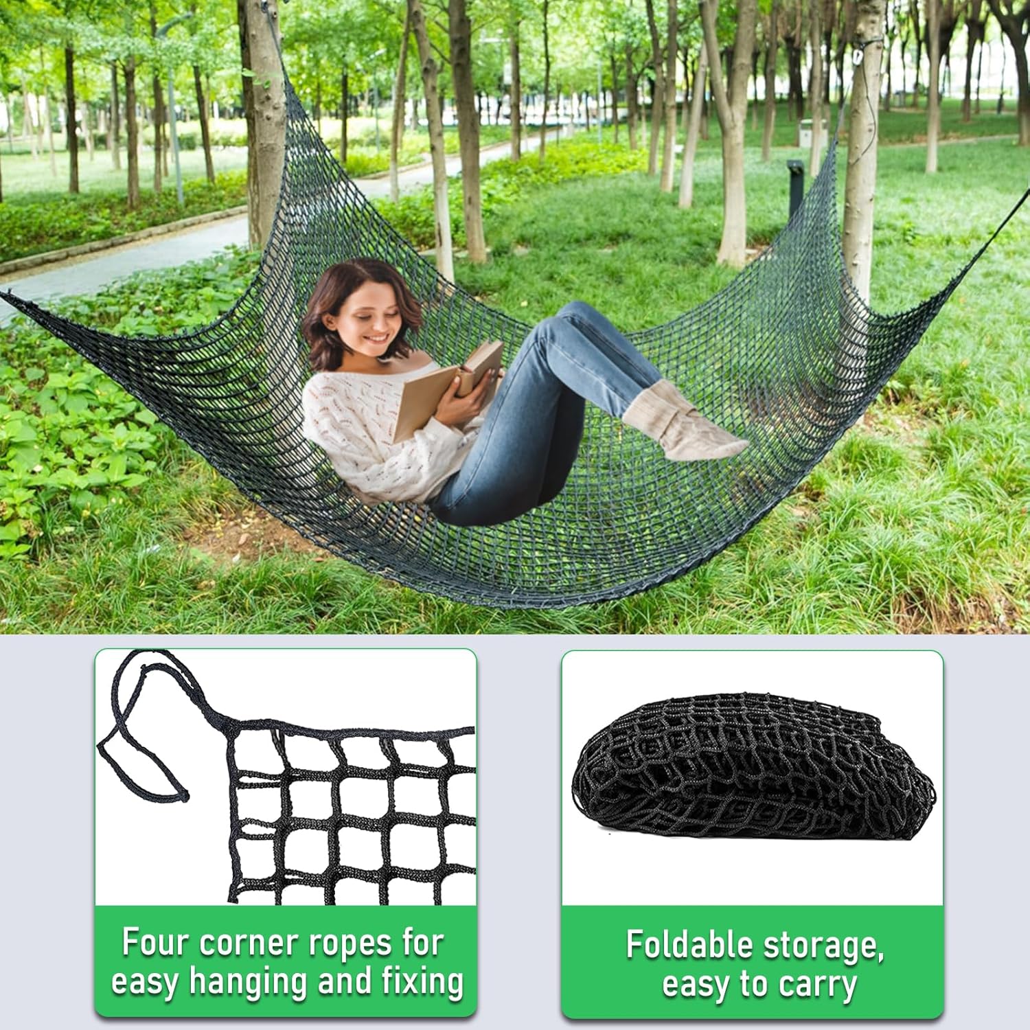 Climbing Net for Kids Double Layers Playground Safety Net Polyester Climbing Cargo Net Rope Bridge Nets for Treehouse Backyard Monkey Bars