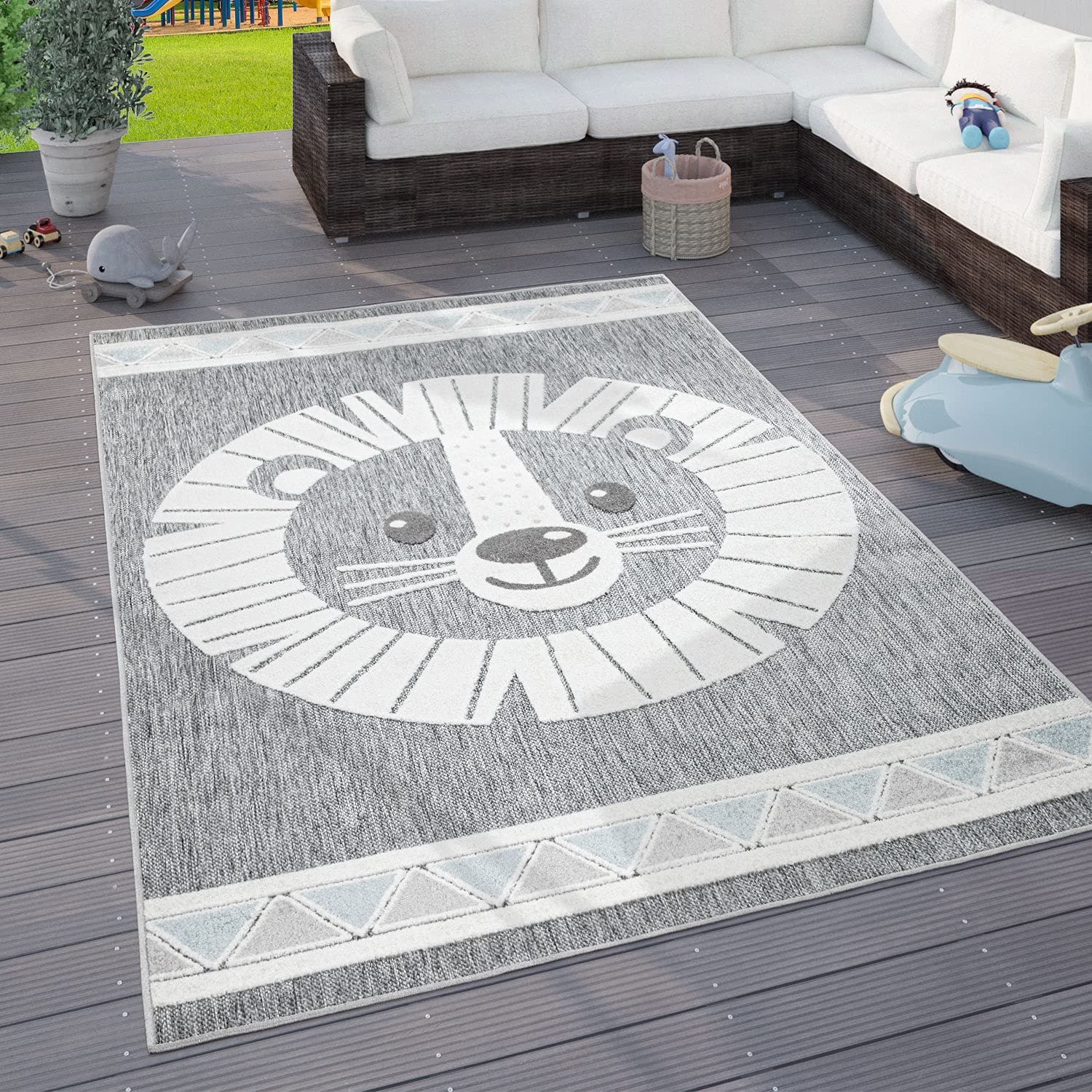 Paco Home Alfombra Infantil Habitación Infantil Exterior Juego Motivos Animales 3D, tamaño:120x160 cm, Color:Gris OEKO-TEX STANDARD 100