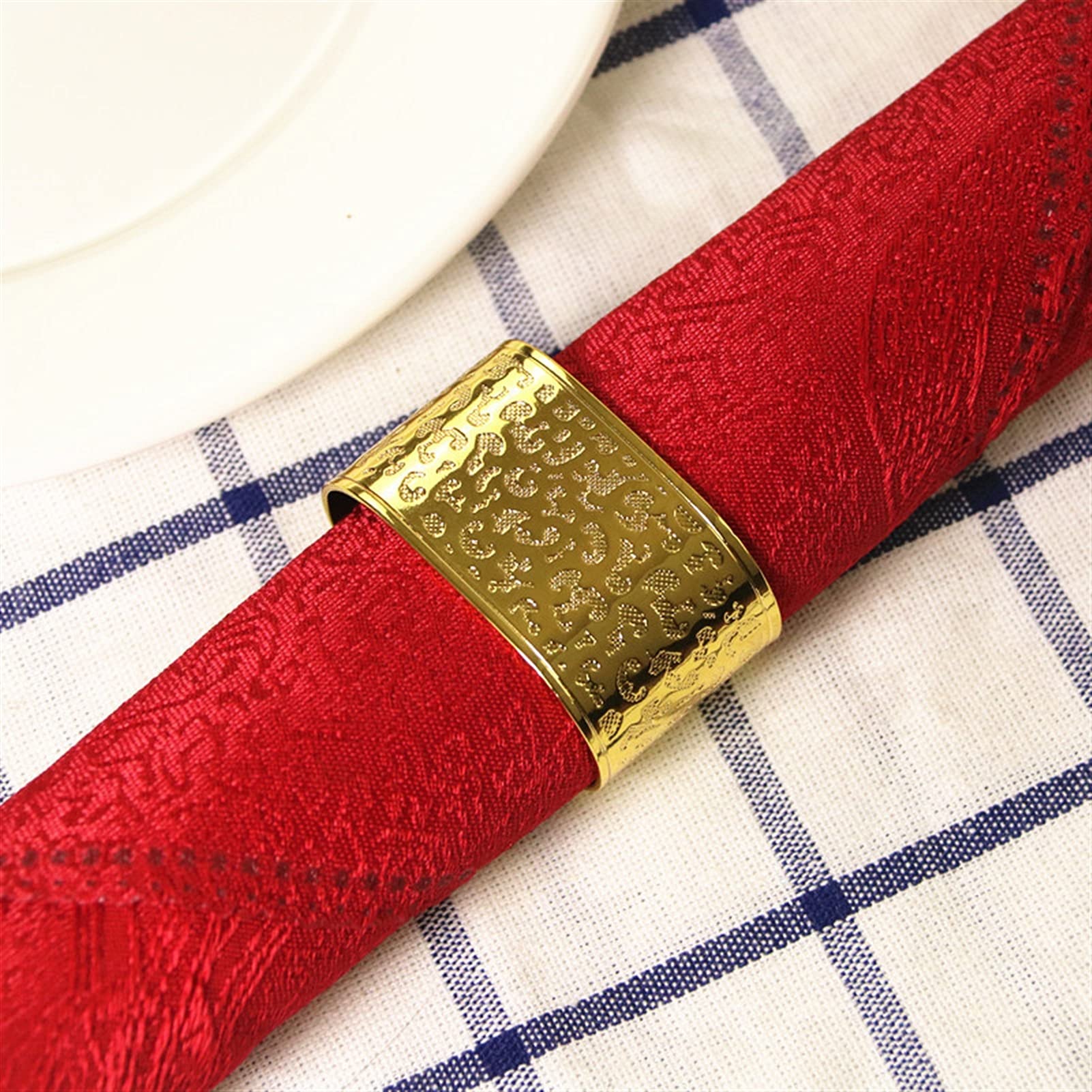 servilletero Anillo de servilleta Gold/Silver Hotel Restaurant Boda Delicate Napbin Anillo Napkin Hebilla Paño Ring Anillo Decoración suave Vajilla 1 0PCS (Color : Gold)