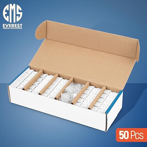 Miniatura 299 de Everest - Paquete de 10 conectores Keystone RJ45 Cat6 en ángulo de 90°, color blanco, conectores RJ45 hembra de perfil delgado, conector Keystone