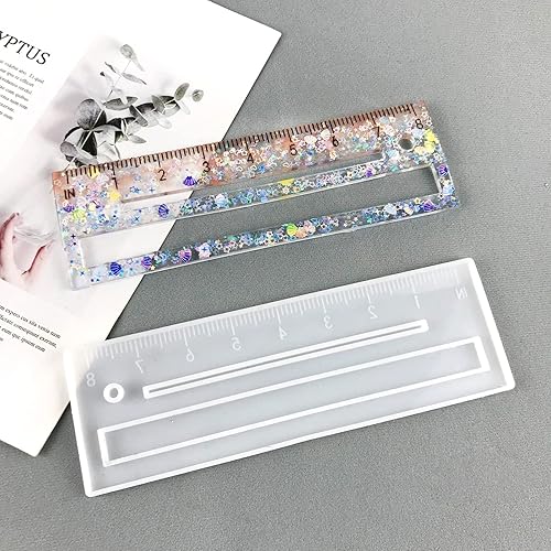 Miniatura 5 de Playing Mold Ruler Molde de silicona de resina epoxi para artículos de papelería de bricolaje para estudiantes herramientas de medición para