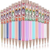 Vista 1 de HESTYA - 16 piezas de bolígrafos de glitter con cristales brillantes, bolígrafos de arena líquida dinámica y repuestos, tinta negra metálica