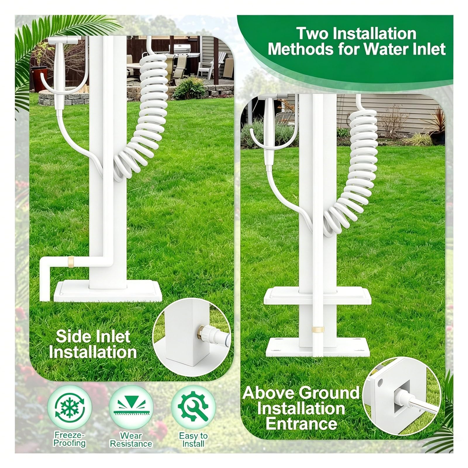 Hidrante De Jardín Blanco Vertical, Grifo Exterior A Prueba De Congelación, Columna De Agua con Manguera, Grifo Exterior para Patio, Jardín, Césped, Riego Y Beber(Estilo 1,Height: 95cm/37.4in)