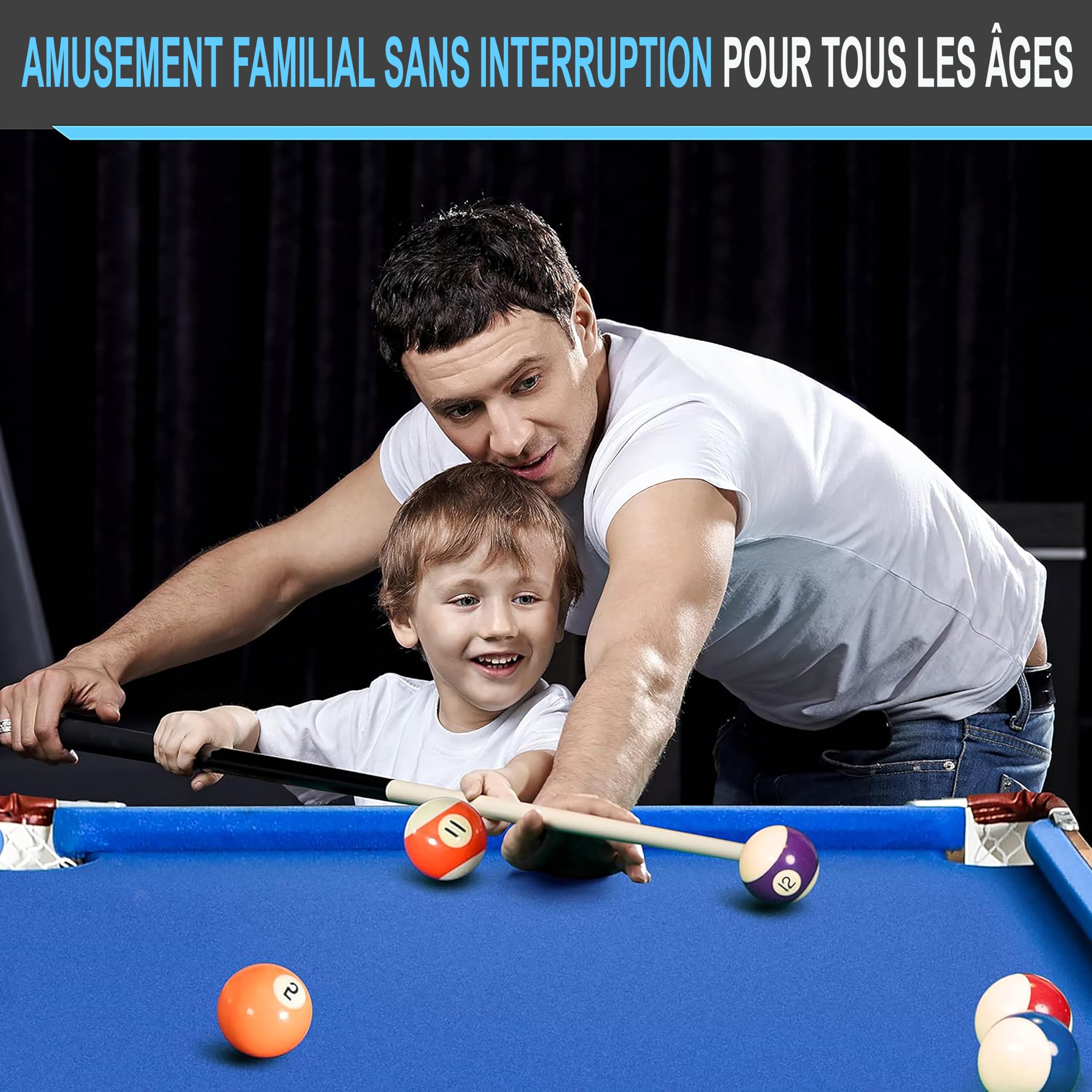 SereneLife Billard-Table de Billard Pliable de 1,4m, Portable,pour Enfants/Adultes,avec Accessoires, Jeux d'intérieur et d'extérieur avec Queues, Boules et Triangle, Bleu
