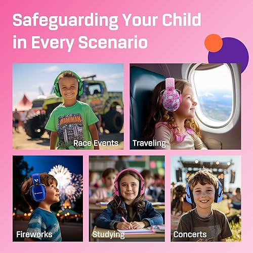 Miniatura 5 de Vanderfields - Protectores de oídos para niños, orejeras con cancelación de ruido, auriculares para niños, autismo, niños pequeños, niños