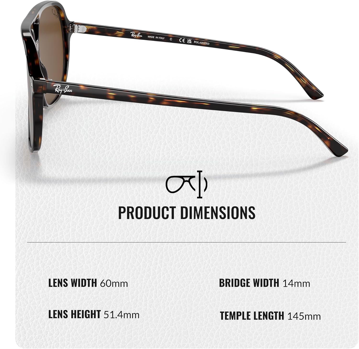 Ray-Ban RB2198 BILL Square Shaped Sunglasses for Men & Women with Official Eyewear Kit Polished Havana Frame | B-15 Brown Polarized Lens 60 Millimeters image 5 of 7 B0DTFQCC6R