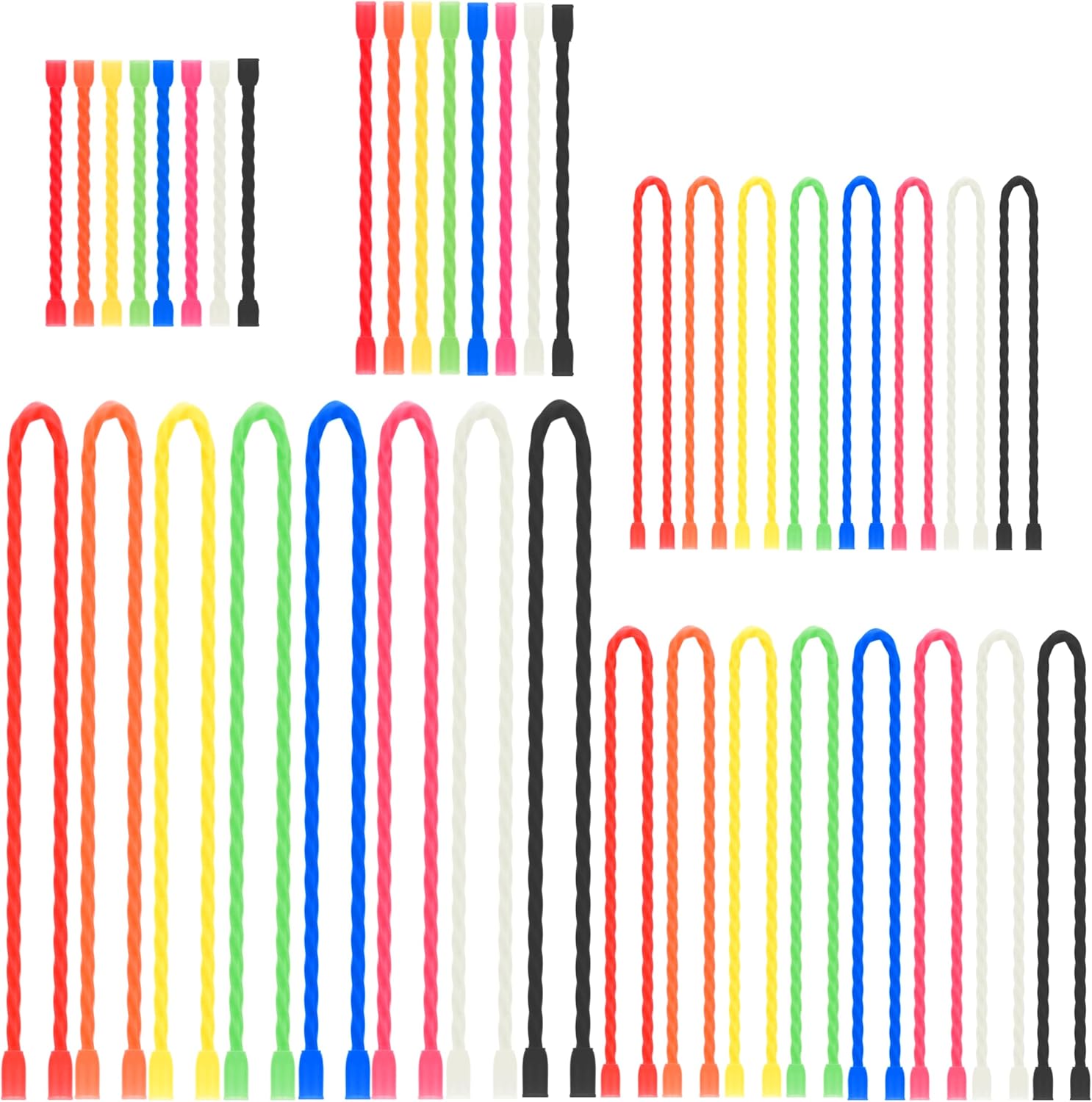 TRIPLE DEER 20Pcs 3-24 Inch Silicone Cable Ties Colorful Reusable Steel-Core Silicone Twist Gear Tie Straps for Bundling and Organizing, Bendable Holder Strap for Indoor and Out All Purpose
