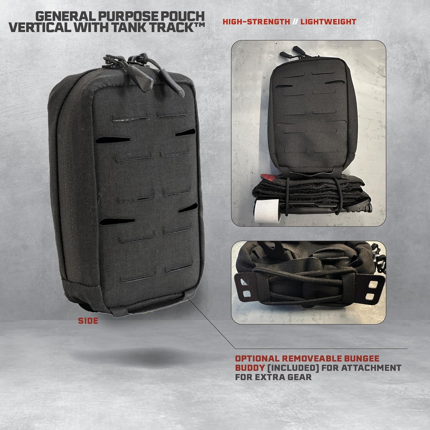 Tactical MOLLE General Purpose Pouch, Vertical Tank Track Design, Military Grade Laminate, 6x4x2 Inch