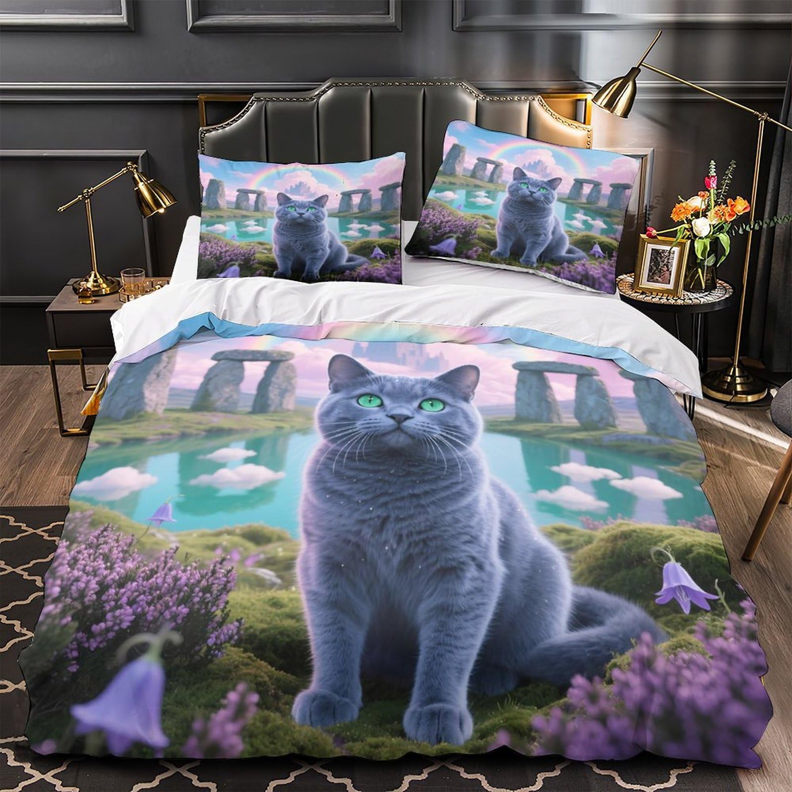 Housse de couette chat fantastique pour une chambre d'enfant douce