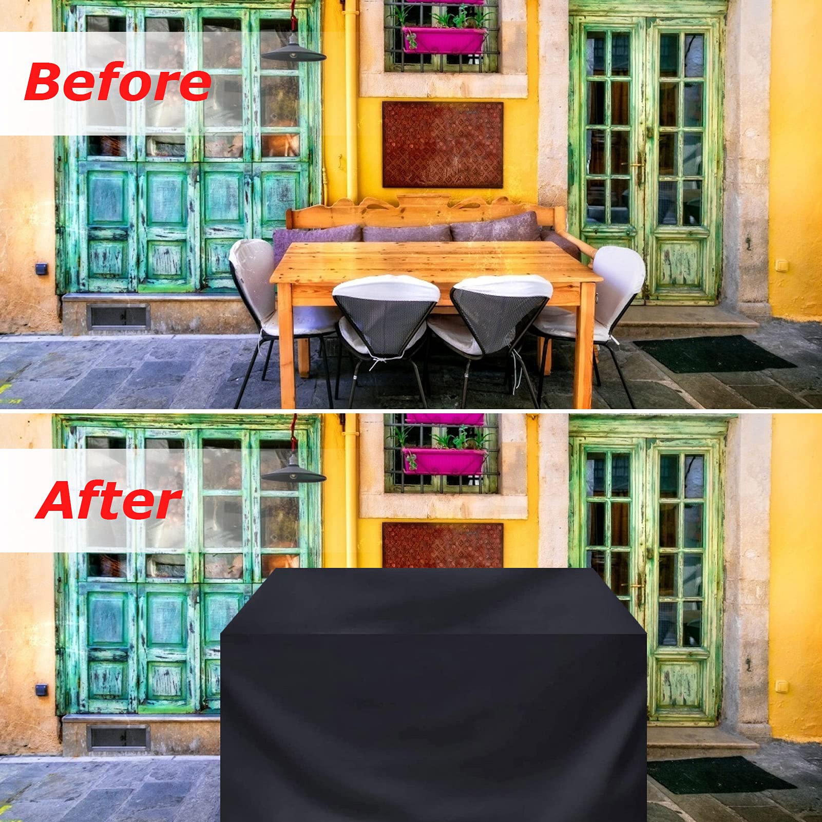 Coperture per Mobili da Giardino Impermeabile 280x120x85cm Nero Copertura Tavolo Esterno 420D Panno Oxford, Copertura Protettiva per Mobili da Patio, Telo Copri Protettivo per Tavolo Sedie e Divano
