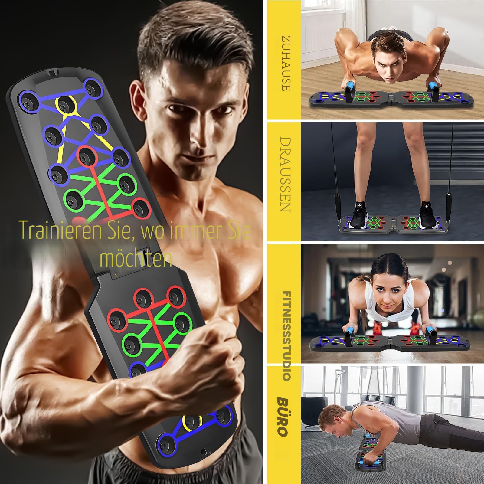 Push Up Board, 26-in-1 Multifunktions-Liegestützbrett Übungsgerät für den Heimgebrauch, System Fitness Boden Brust Muskelübung Professionelle Ausrüstung Fett verbrennen für Männer