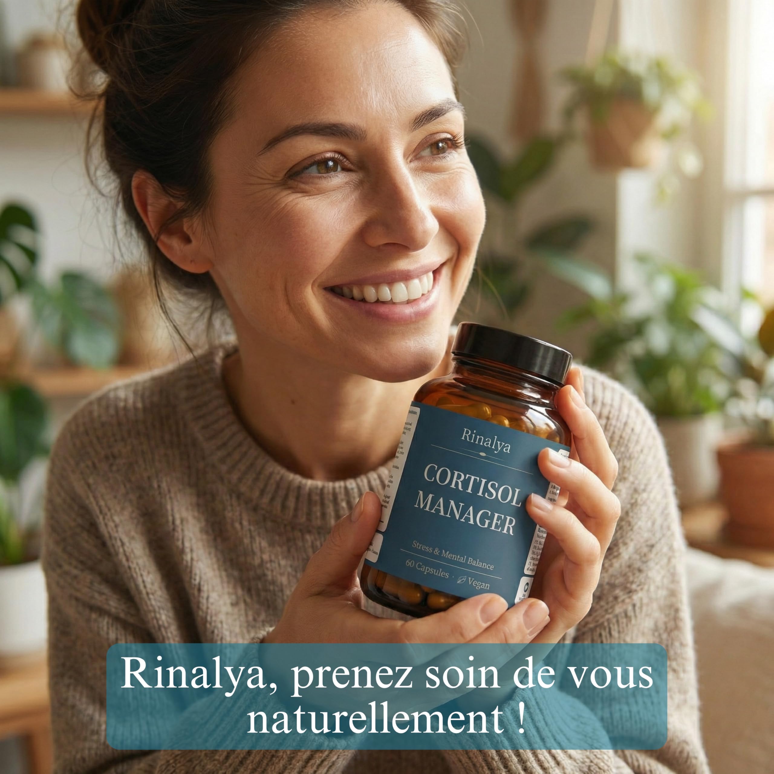 Cortisol Manager – Anti-Stress & Équilibre Mental – Ashwagandha 5% Withanolides, L-Théanine, Magnésium Bisglycinate & Vitamine D3 – Sommeil & Fatigue – 60 Gélules Végan – Cure 1 Mois