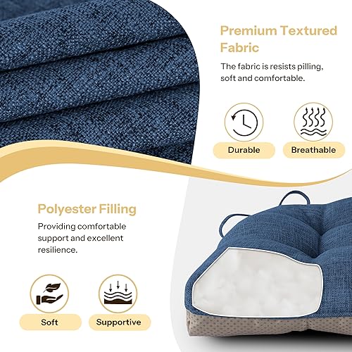 Miniatura 5 de Juego de 4 cojines antideslizantes para sillas de comedor, cojines para sillas de cocina, de 18 x 18 x 3 pulgadas, cojines de asiento cómodos y