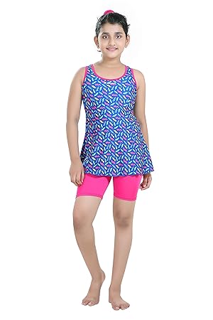 ROVARS Racerback Swimdress with Boyleg Swimming Costume for Girls