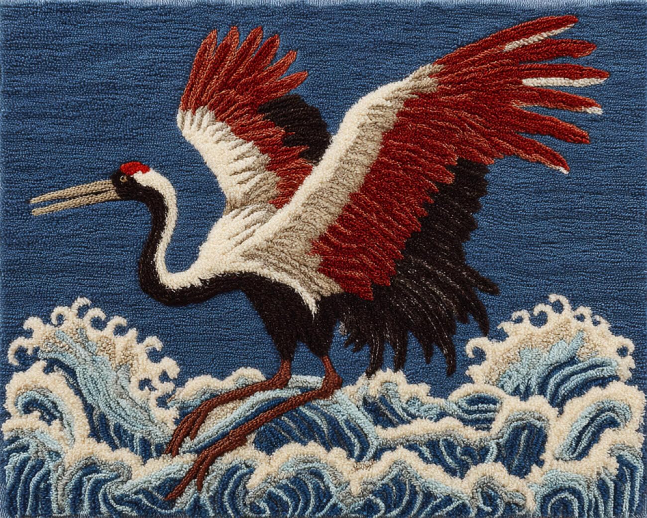AMBATTERY Animal Tapestry Kit Oriental Crane Latch Hook Rug Set Crochet Rugs Kit Cross Stitch Set DIY Crafts，Gifts，Doormat，Decoration Carpet Making Canvas 33x45in