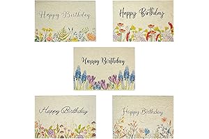 5-Pack Handmade Wildflower Seed Embedded Birthday Cards