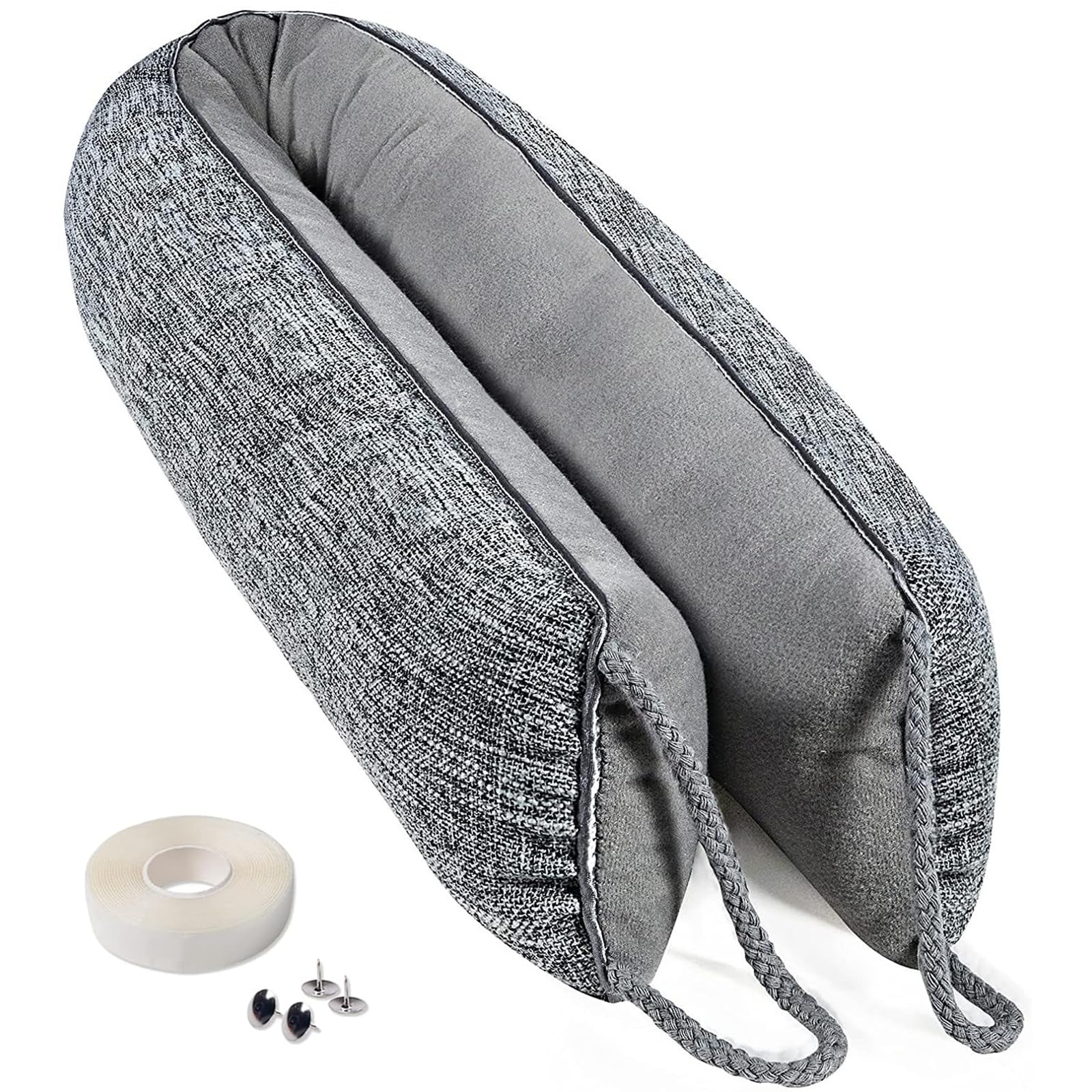 CNMTCCO Heavy Under Door Draught Excluder, 91 X 10 cm Wind Stopper for Window & Door, Air Door Draft Stopper Noise Blocker for Bottom of Door with Hook Loop