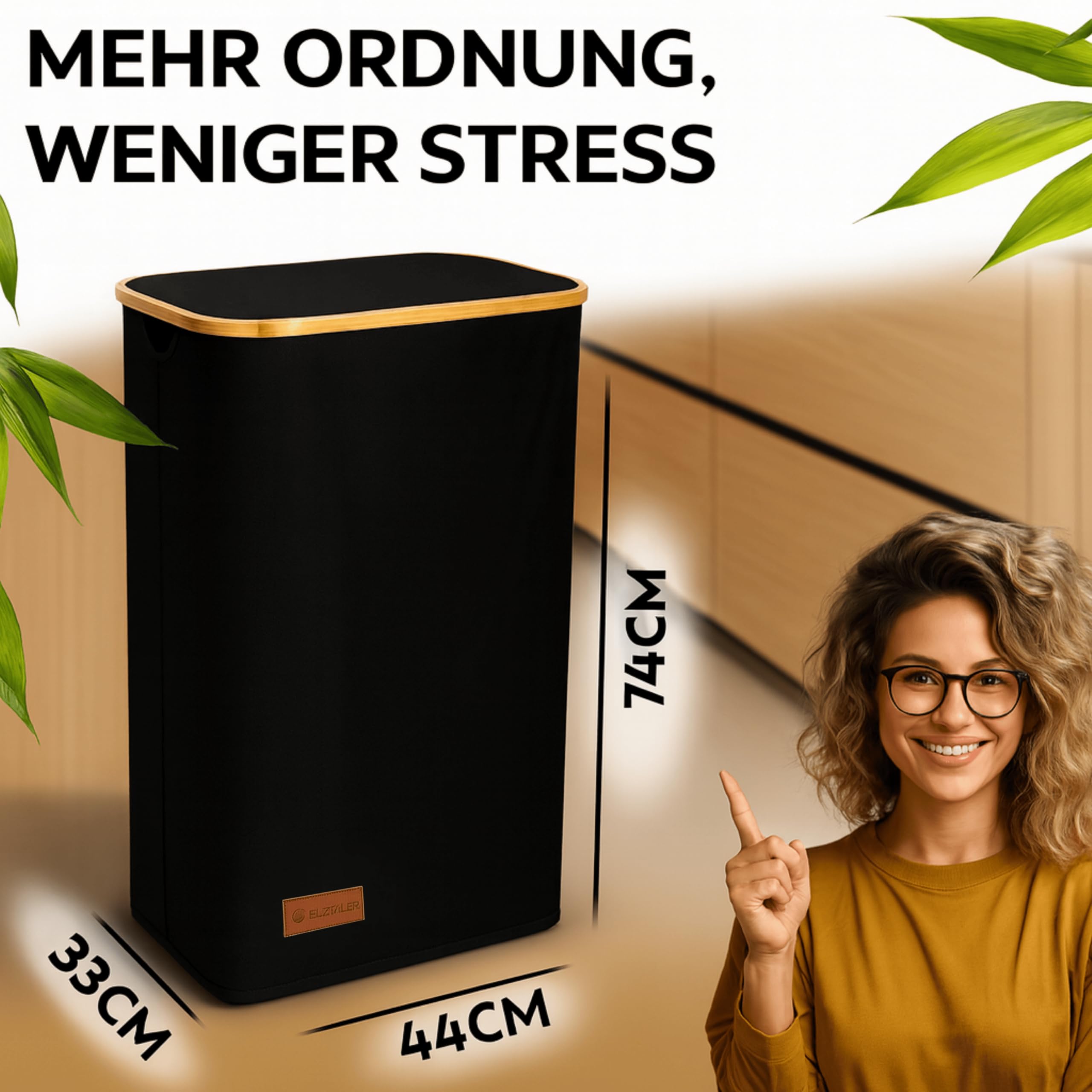 Gelber Sack Ständer mit Deckel 60–120 L – Gelber Sack Behälter/Müllsackständer für Küche & Haushalt, Müllsackhalter stabil, Schwarz