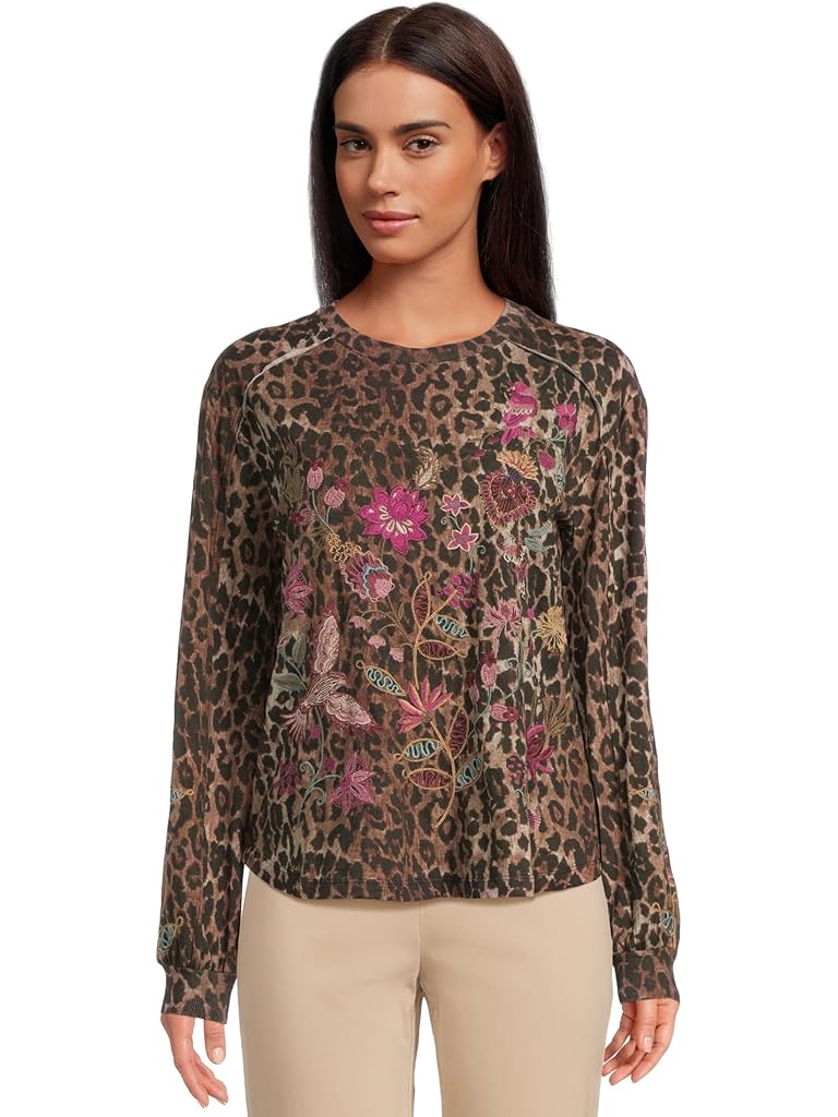 Animal Print Johnny Was Penellope Seamed Sleeve T-Shirt