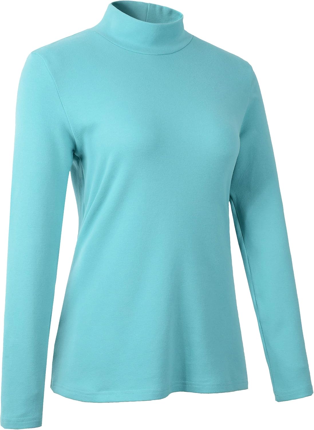 Women's Mock Turtleneck Cotton Long Sleeve Layering T Shirt Tops - Image 5