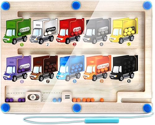 DOLASEV Tablero magnético de laberinto de color para automóvil, juguete de aprendizaje Proschool y juguete de clasificación de color, juguetes