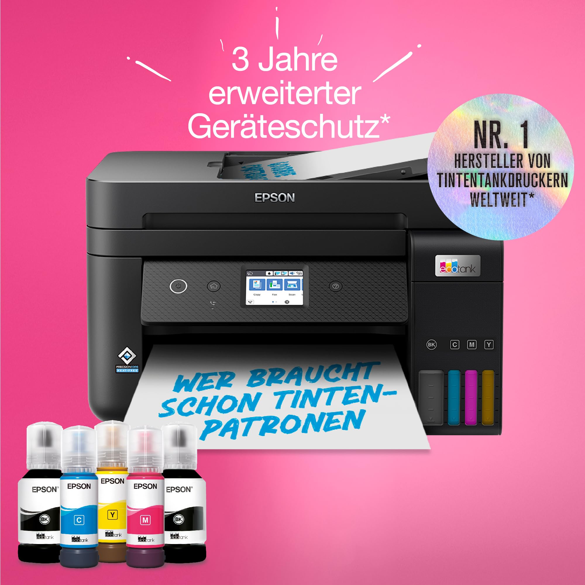 Epson EcoTank ET-4850 A4-Multifunktions-Wi-Fi-Tintentankdrucker, mit einem im Lieferumfang enthaltenen Vorrat an Tinten bis zu 3 Jahren