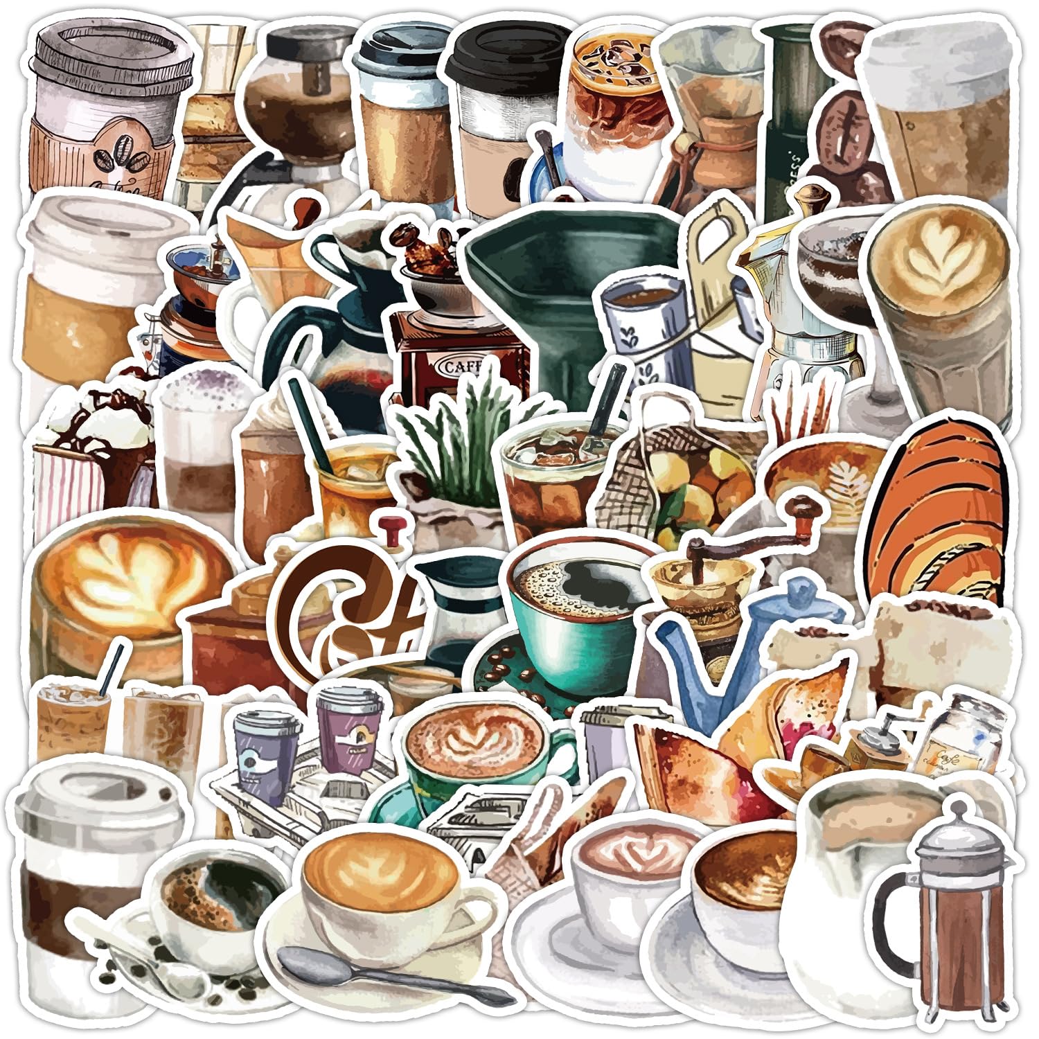 Bric dodo 50 adesivi da caffè per bottiglie d'acqua, computer portatile, chitarra, skateboard, computer, valigia, bicicletta, caffè, vinile