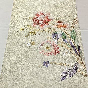 名古屋帯 つづれ帯　美品 Amazon.co.jp: つづれ織 開き名古屋帯 八寸 銀地 綴れ帯 : おもちゃ