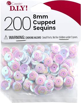Sequins 8mm 200PC Iridescent White