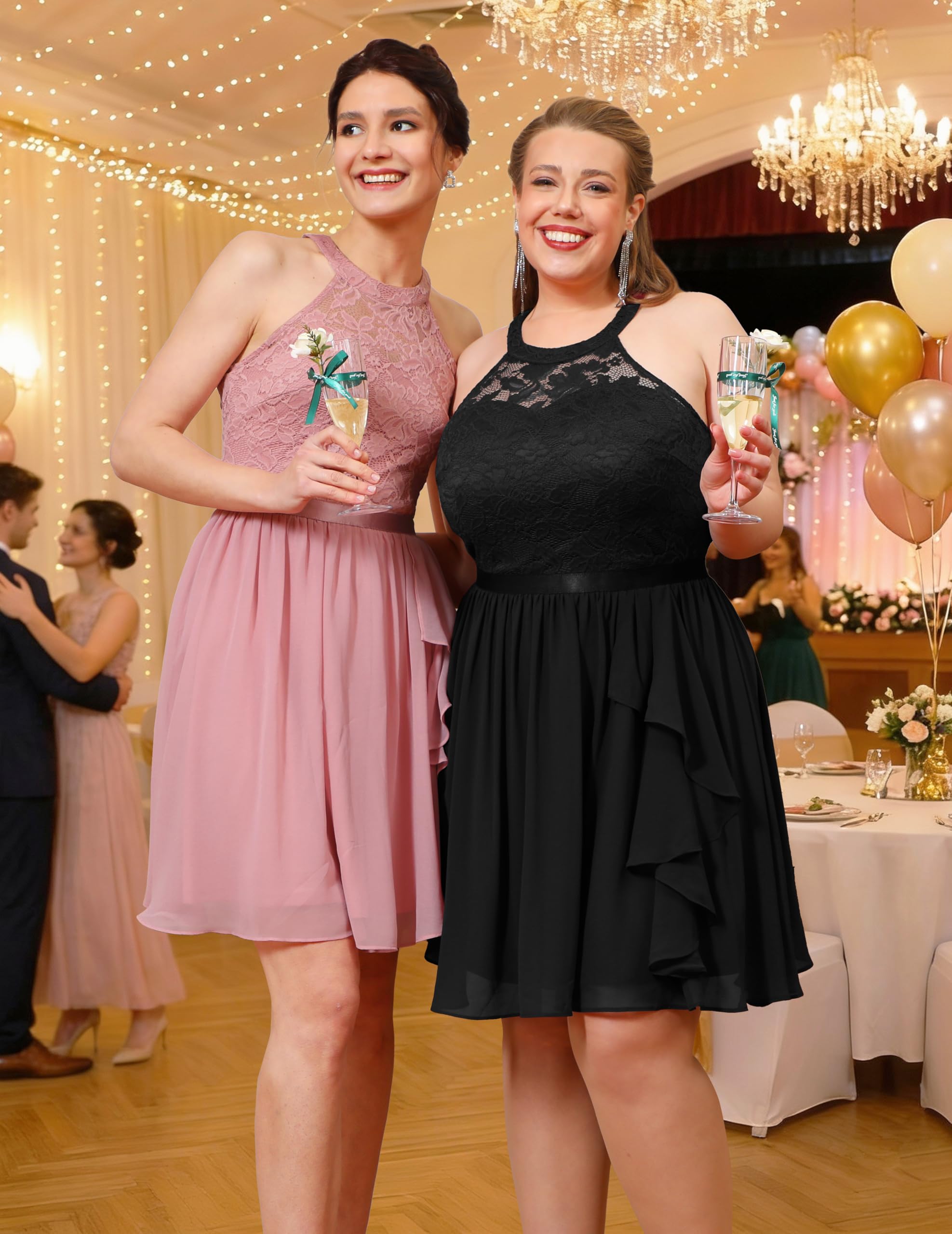Wedtrend Vestido de cóctel elegante para boda, vestido de noche, largo hasta la rodilla, gasa