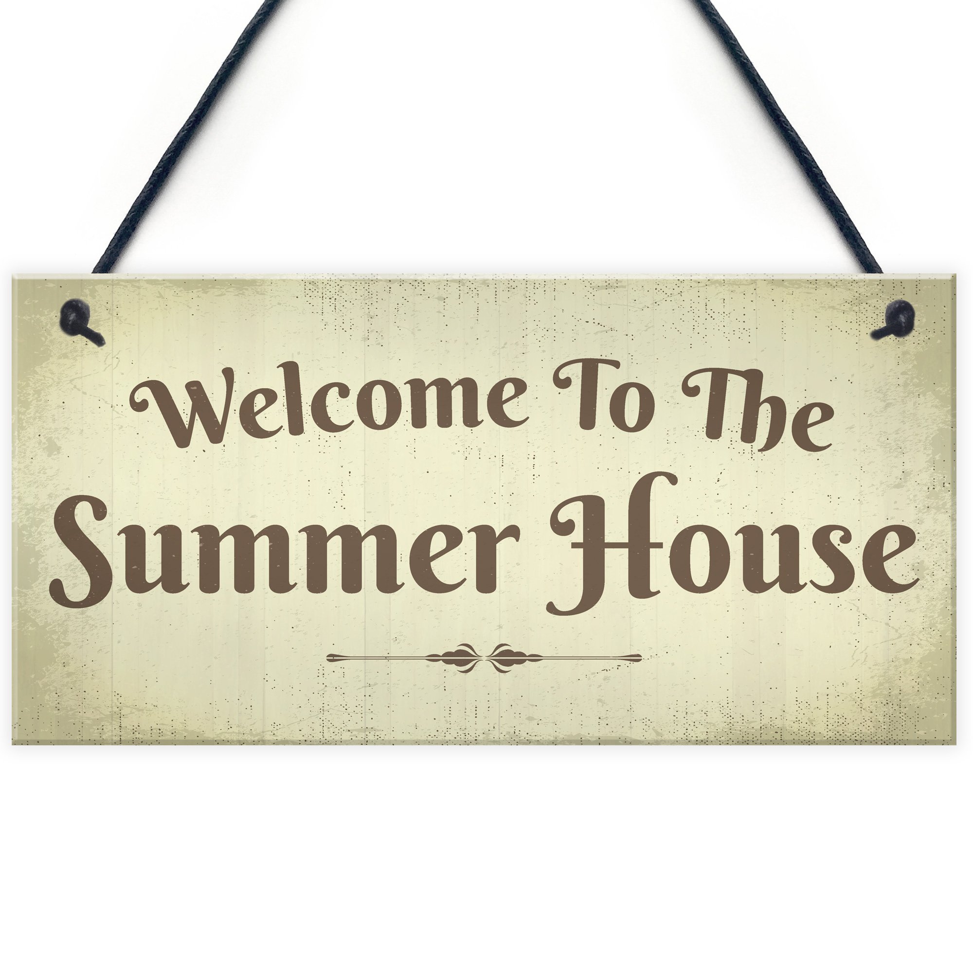 Red Ocean Welcome Summer House Plaque Hanging Shed Garden Sign Outdoor Chic Decor Friendship Gift