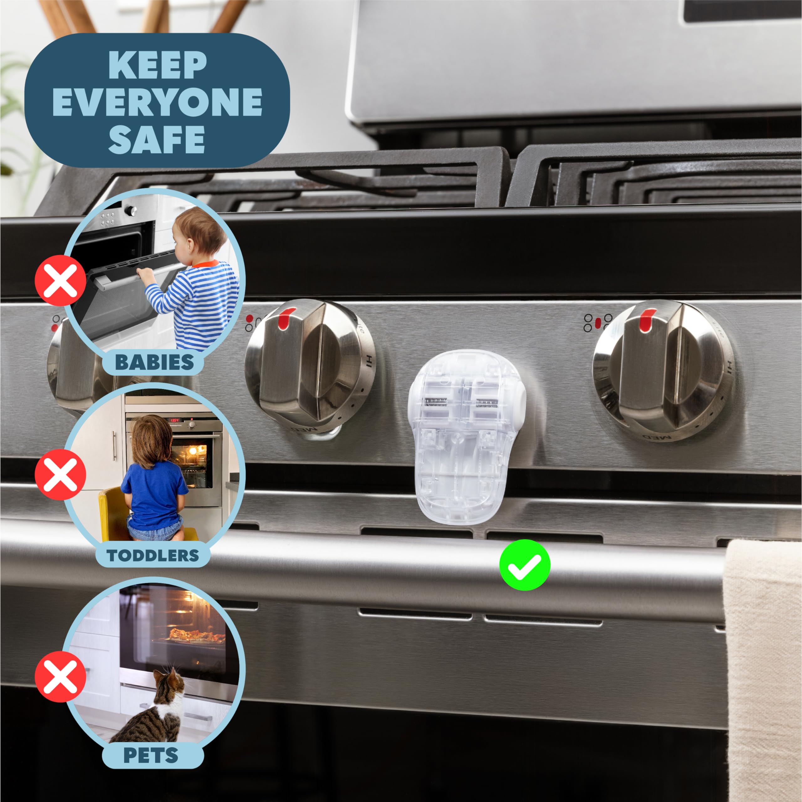 Todays Kids Cerradura resistente al calor para puerta de horno a prueba de bebés, seguridad para niños, productos de seguridad para bebés para el hogar a prueba de niños, adhesivo fuerte 3M, fácil