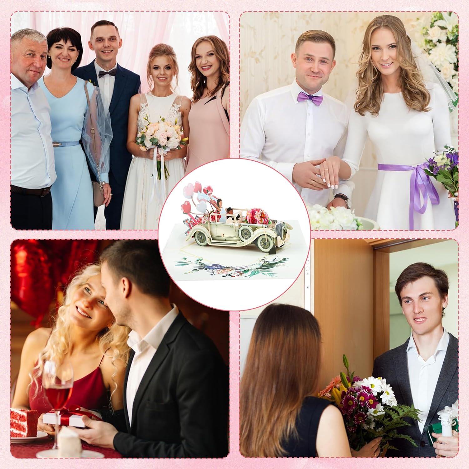 3D Car Wedding Card - Pop Up Wedding Car Wedding Anniversary Card Wedding Shower Wedding Gift Cards Just Married Gifts for Newlywed Couple - Image 7