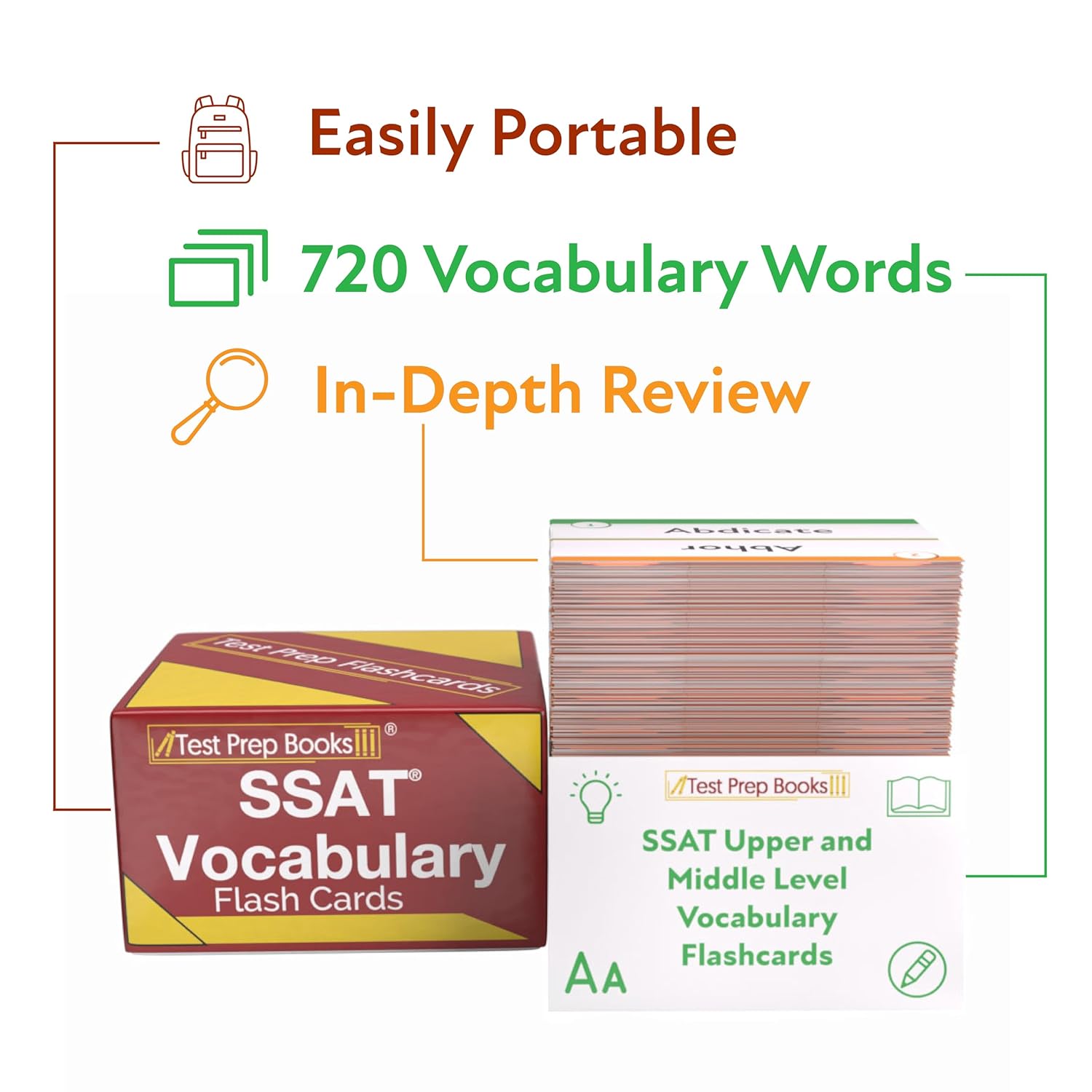 SSAT Vocabulary Study Cards 2026-2027: SSAT Middle and Upper Level Test Prep and Practice [Full Color Cards]      Cards – January 17, 2025