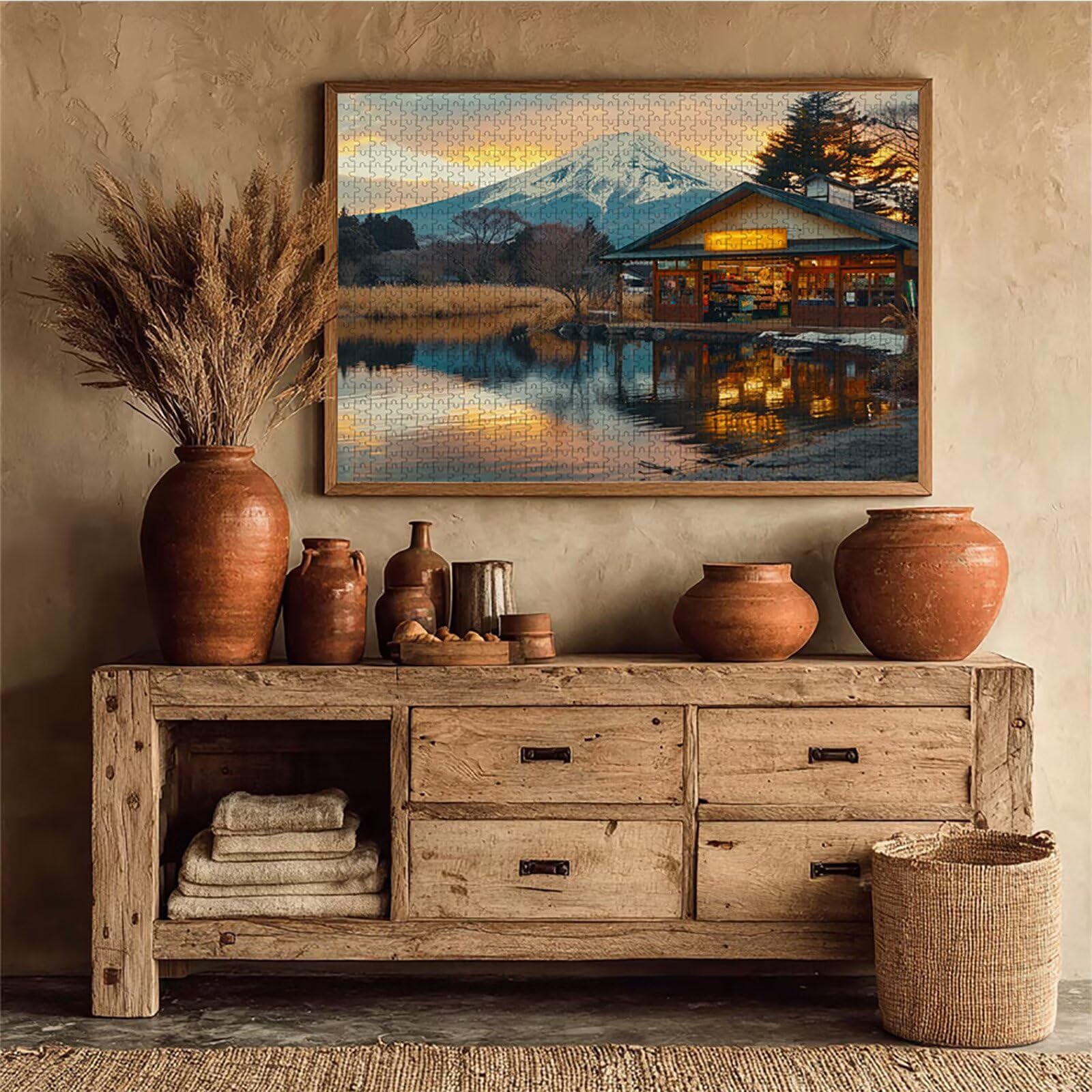 Mount Fuji Puzzle 5000 sztuk dla dorosłych, drewniane puzzle z pudełkiem 156 x 105 cm, pomysł na prezent dla kobiet, zabawne gry rodzinne, gry wyzwania, wykwintne opakowanie na prezent, wystrój domu